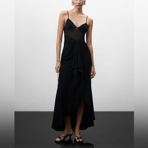 Mango black dress with ruffle